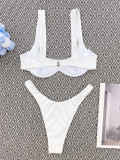 Plain Sexy Underwire High Cut Bikini Set