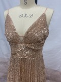 Sexy V-Neck Sequin Cami Pleated Prom Dress