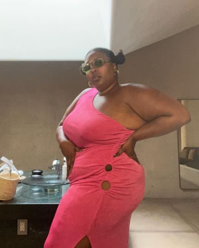 Hot Pink One Shoulder Slit Sleeveless Sexy Plus Size Maxi Dress
