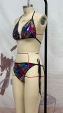 Women's Colorful Sequin Triangle Bikini Set