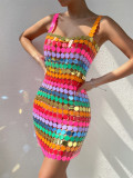 Sexy Multi-Color Sequin Straps Acrylic Nightclub Dress