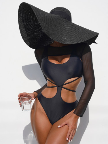 Black Sexy Cut Out One Piece Swimsuit