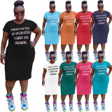 Plus Size Print Letter Casual T-Shirt Dress