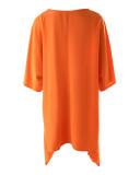 Orange Print Fashion Tassel Loose Casual Dress