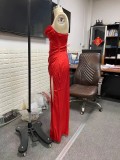 Sexy Lace-Up Slit Cami Evening Dress