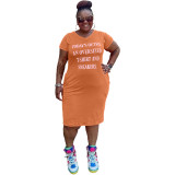 Plus Size Print Letter Casual T-Shirt Dress