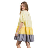 Casual Colorblock Short Sleeve Loose Dress