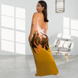 Print Cami Low Back Plus Size Bodycon Maxi Dress