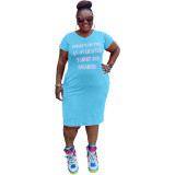 Plus Size Print Letter Casual T-Shirt Dress