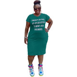 Plus Size Print Letter Casual T-Shirt Dress