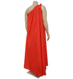 Plus Size One Shoulder Print Loose Long Dress