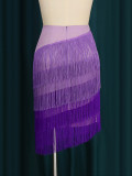 High Waist Fringe Bodycon Irregular Party Skirt