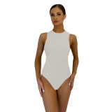 Solid Color Sexy Ribbed Basic Tight Bodysuit