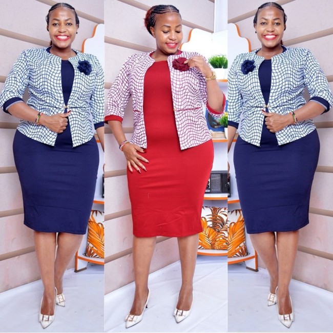 African Plus Size Women's Two Piece Office Ladies Dress