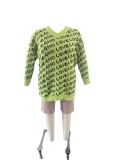 Plus Size Women's Knitting Letter Fashion Ripped Sweater