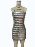 Sexy Metallic Strapless Tube Bodycon Dress