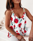 Print Sleeveless Chain Straps Print Tank Top for Women