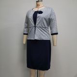 African Plus Size Women's Two Piece Office Ladies Dress