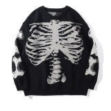 Halloween Skeleton Print Long Sleeve O-Neck Sweater