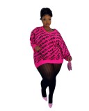 Plus Size Women's Knitting Letter Fashion Ripped Sweater
