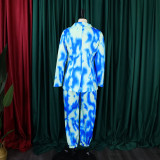 Tie-dye Print Blazer and Pants Two Piece Suit