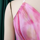 Women V-Neck Print Sexy Cami Long Evening Dress