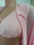 Womens Solid Sexy Bra Top+ Shirt+Pants 3PCS Set