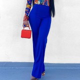 Solid High Waist Style Wide Leg Pants