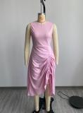 Solid Long Sleeve Shrug + Ruched Sleeveless Dress 2PCS Set