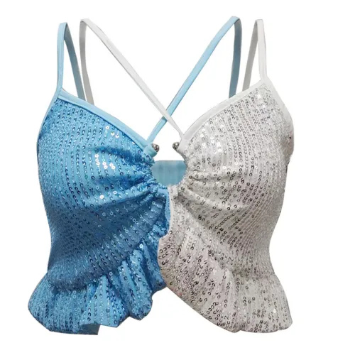 Sexy Color Block Sequin Cami Top