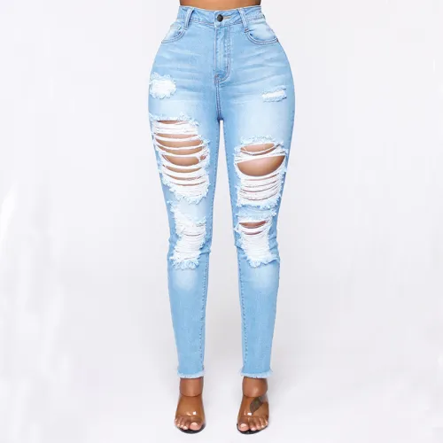 Stretchy Ripped Womens Jeans Fashion Slim Denim Pants