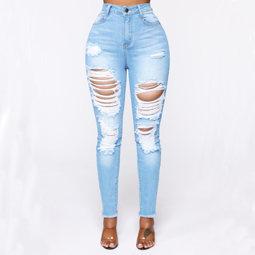 Stretchy Ripped Womens Jeans Fashion Slim Denim Pants
