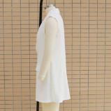 Fashion Turndown Collar Sleeveless Slim Long Vest Blazer