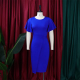 Women's Ruffle Sleeve Fashion Slit Bodycon Office Dress