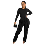 Women's Long Sleeve Bodysuit and Fringed Pants 2PCS Set