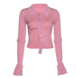 Pink Sexy High Stretch Knitting Shirt Sweater Top