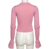 Pink Sexy High Stretch Knitting Shirt Sweater Top