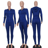 Casual Ribbed Zipper Tracksuit