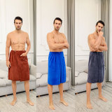 70x140cm Mens Soft Microfiber Wrap Bath Towels with Pocket Blanket for Swimming