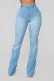 High Stretch High Waist Denim Bell Bottom Pants for Women