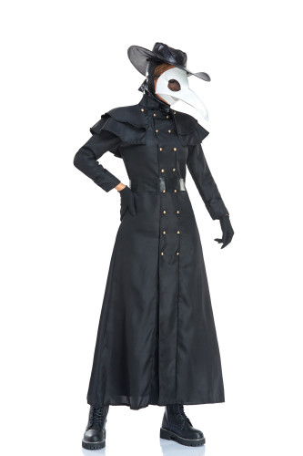 Mens Plague Crow Doctor Cosplay Bird Costume Black Clack Robe