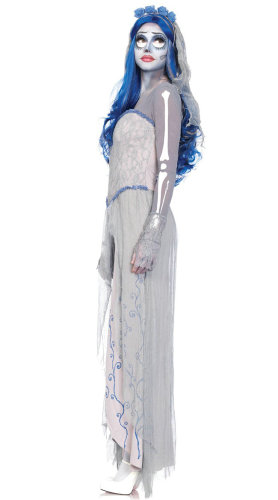 Corpse Bride Ghost Cosplay Long Dress Womens Halloween Costume