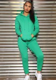 Women's Solid Hooded Sports Sweatsuit Two Pieces