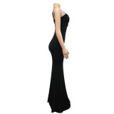 Women's Sexy Solid Cami Slit Long Evening Dress