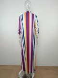 Women's Long Sleeve Striped Long Shirt & Trousers Two Piece Set