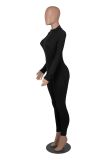 Women Zipper Long Sleeve Sports Tight Jumpsuit