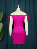 Women Hot Pink Sexy 3D Bow Formal Party Bodycon Dress