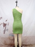 Sexy Green Slash Shoulder Cutout Bodycon Dress