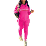Plus Size Print Two Piece Hooded Tracksuit