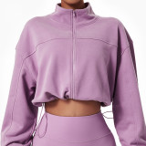Womens Long Sleeve Casual Loose Sports Zipper Sweatshirt Jacket